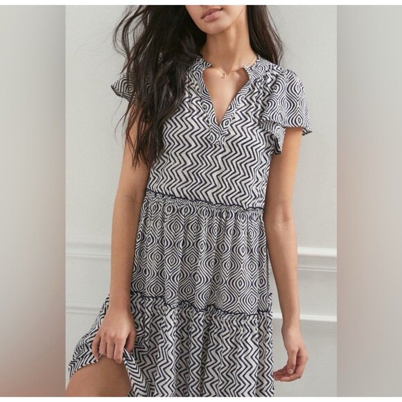 Anthropologie Dresses & Skirts - Anthropologie Penrose Dress Womens Tiered Tunic Blue & White Knee Length XL
